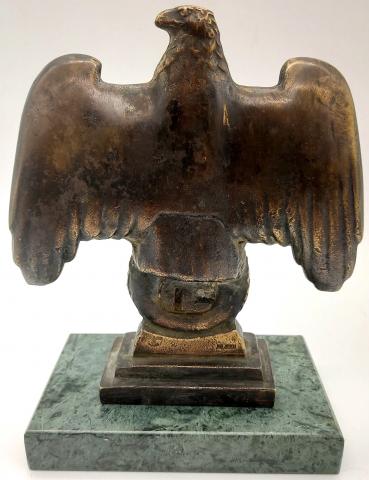 Early Third Reich NSDAP Desktop brass eagle podium statue with base