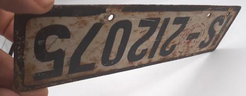 WWII ORIGINAL GERMAN THIRD REICH TANK TRUCK LICENCE PLATE STAMPED