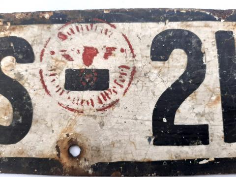 WWII ORIGINAL GERMAN THIRD REICH TANK TRUCK LICENCE PLATE STAMPED