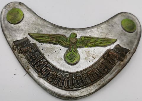 GERMAN WEHRMACHT POLIZEI POLICE FELDGENDARMERIE GORGET NO CHAIN RELIC