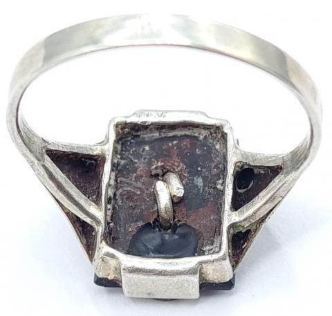 Heer Wehrmacht officer Jeweler silver ring with 3 reich eagle & swastika