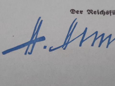 HEINRICH HIMMLER SIGNATURE SIGNED AUTOGRAPH SS STANDARTE DOCUMENT