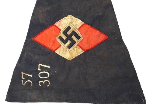Hitler Youth pennant flag with diamond HJ swastika logo double sides nazi eagle