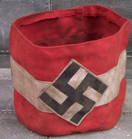 HITLER YOUTH ARMBAND STAMPED THIRD REICH EAGLE HJ TUNIC REMOVED