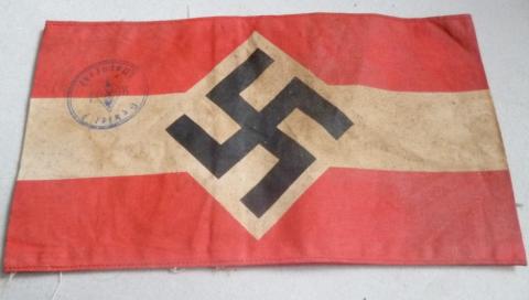 HITLER YOUTH HJ ONE-PIECE CONSTRUCTION TUNIC ARMBAND STAMPED