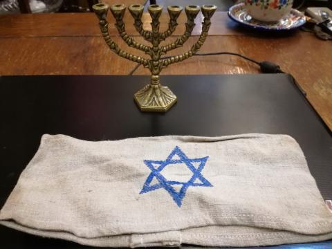 Jewish Ghetto white armband with blue star of David holocaust jew original