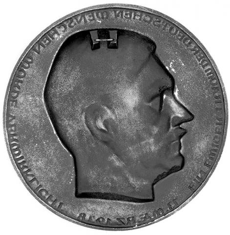 LARGE METAL WALL PLATE OF NSDAP LEADER ADOLF HITLER