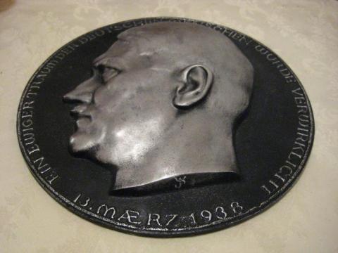 LARGE METAL WALL PLATE OF NSDAP LEADER ADOLF HITLER