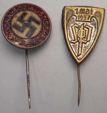 war militaria dealer NSDAP SUDETENLAND CZECH MEMBERSHIP HITLER PINS