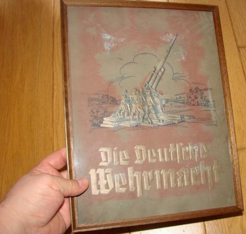 NICE LUFTWAFFE FLAK "DIE DEUTSCHE WEHRMACHT" EMBOSSED FRAME