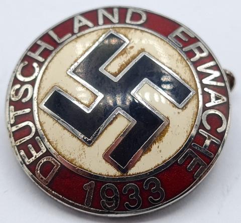 NICE NSDAP THIRD REICH HITLER PARTY POLITICAL MEMBERSHIP PIN BY RZM M1/129
