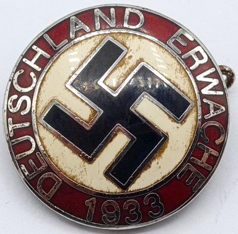 NICE NSDAP THIRD REICH HITLER PARTY POLITICAL MEMBERSHIP PIN BY RZM M1/129