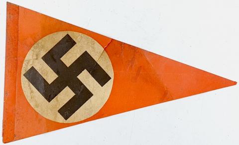 ORIGINAL THIRD REICH NSDAP SWASTIKA PENNANT FLAG ADOLF HITLER WW2 PARTISAN