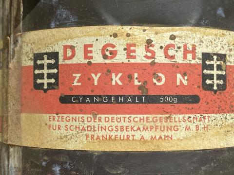 Concentration camp ZYKLON B gas canister holocaust original for sale extermination