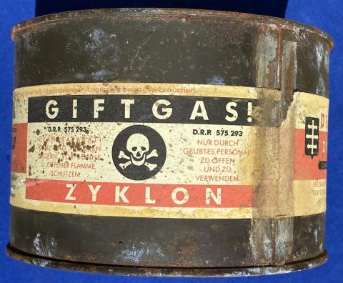 RARE Concentration camp ZYKLON B gas canister holocaust original for sale extermination