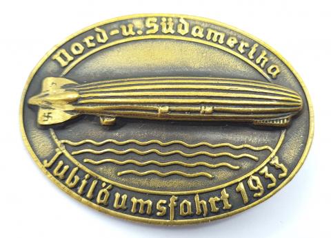 Rare early Third Reich Germany Zeppelin commemorative pin 1933 with swastika