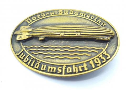 Rare early Third Reich Germany Zeppelin commemorative pin 1933 with swastika