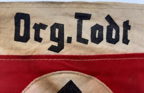 RARE NSDAP THIRD REICH ORG. TODT TUNIC ARMBAND SWASTIKA ENGINEER