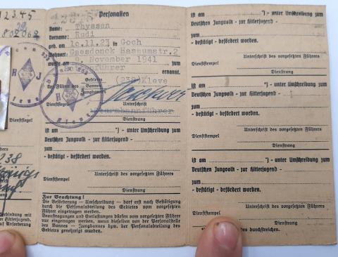 rare Third Reich hitler youth flip id with photo hj hitlerjugend ww2