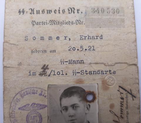 ORIGINAL WAFFEN SS ID AUSWEIS SS-MANN STANDARTE HIMMLER SIGNATURE