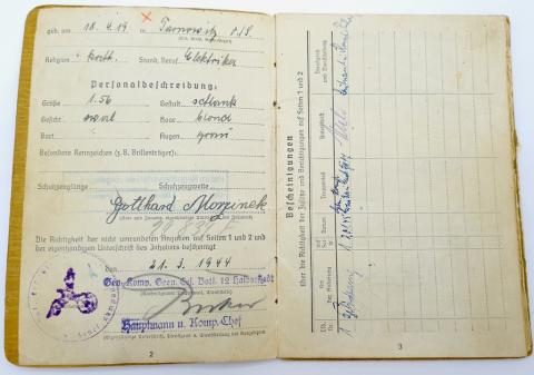 soldbuch wehrpass wehrmacht kriegsmarine waffen ss concentration camp id