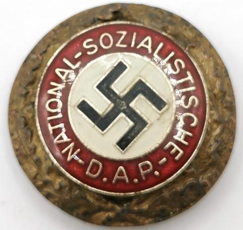 THIRD REICH ADOLF HITLER NAZI NSDAP GOLDEN PARTY BADGE MEMBERSHIP PIN ORIGINAL GOLD FOR SALE