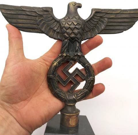 Third Reich NSDAP Desktop brass eagle podium statue original for sale
