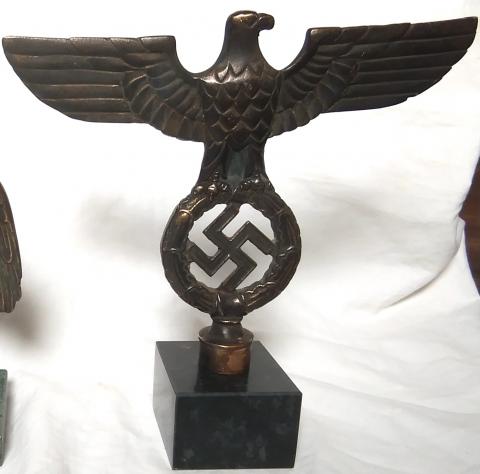 Third Reich NSDAP Desktop brass eagle podium statue original for sale