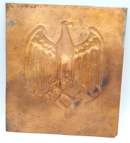 THIRD REICH NSDAP PARTY HITLER WALL SIGN EARLY EAGLE PLATE