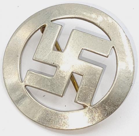 THIRD REICH NSDAP POLITICAL ADOLF HITLER PARTY SILVER SWASTIKA PIN BADGE