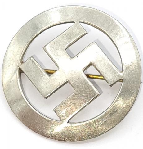 THIRD REICH NSDAP POLITICAL ADOLF HITLER PARTY SILVER SWASTIKA PIN BADGE