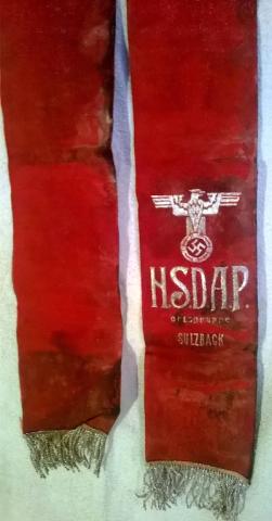THIRD REICH NSDAP PRIEST FUNERAL SASH WITH EAGLE & SWASTIKATHIRD REICH NSDAP PRIEST FUNERAL SASH WITH EAGLE & SWASTIKA