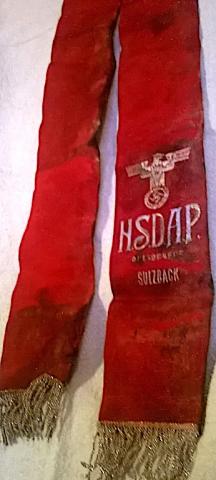 THIRD REICH NSDAP PRIEST FUNERAL SASH WITH EAGLE & SWASTIKA