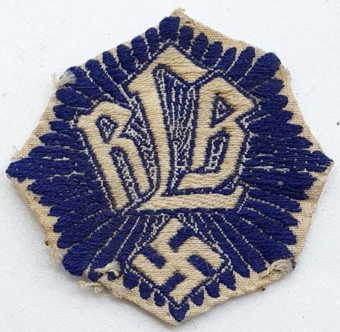 THIRD REICH RLB Reichsluftschutzbund RARE TUNIC CLOTH PATCH AIR RAID CIVIL DEFENSE MILITAIRE A VENDRE