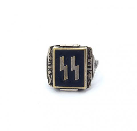 Unique custom Jeweler Waffen SS officer silver ring totenkopf original for sale