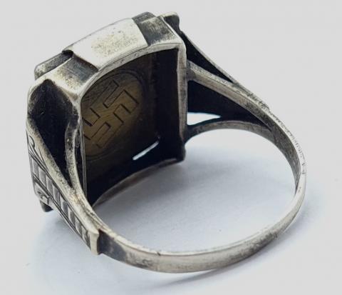 Unique custom Jeweler Waffen SS officer silver ring totenkopf original for sale