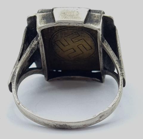 Unique custom Jeweler Waffen SS officer silver ring totenkopf original for sale