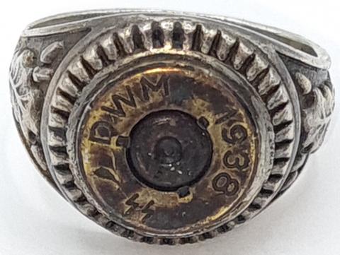 WAFFEN SS SILVER 800 RING SS MAUSER BULLET SHELL ORIGINAL FOR SALE WAFFEN SS SILVER 800 RING SS MAUSER BULLET SHELL ORIGINAL FOR SALE