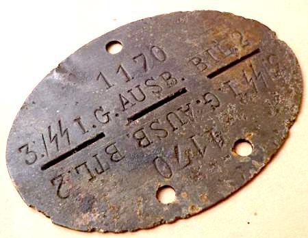 WAFFEN SS INFANTRY - ARTILLERY TRAINING DIVISION DOGTAG DOG TAG ID DISC