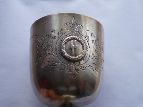 WAFFEN SS LARGE SILVERWARE WINE CUP SS RUNESLAH DAS REICH WIKING