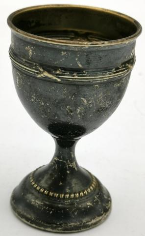 WAFFEN SS MEMBERSHIP SUPPORTER SILVERWARE VODKA CUP WITH SS RUNES & SWASTIKA