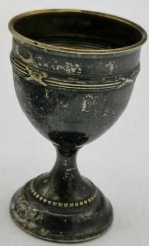 WAFFEN SS MEMBERSHIP SUPPORTER SILVERWARE VODKA CUP WITH SS RUNES & SWASTIKA