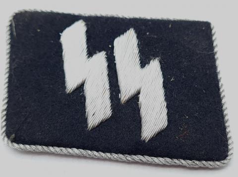 waffen ss officer collar tab tunic removed with rzm tag flat wire flatwire