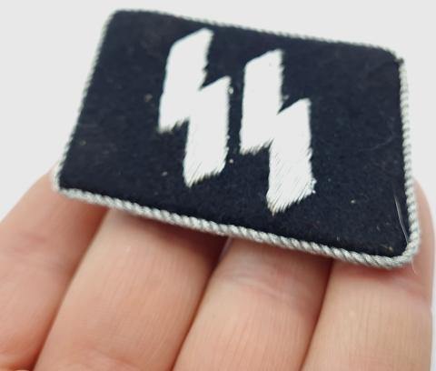 waffen ss officer collar tab tunic removed with rzm tag flat wire flatwire