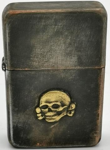 WAFFEN SS TOTENKOPF FIELD ZIPPO LIGHTER WITH SKULL, by RZM, STAMPED REICH