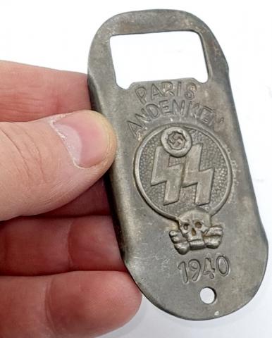 WAFFEN SS TOTENKOPF PANZER 1940 BOTTLE OPENER WITH SKULL & SS RUNES