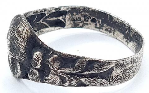 Waffen SS Totenkopf skull silver ring marked original for sale