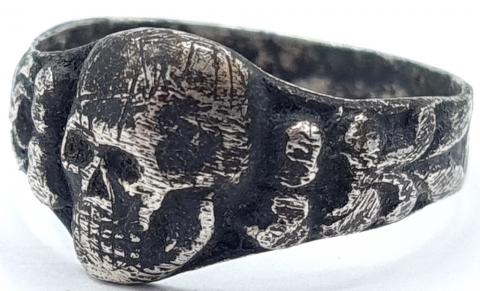 Waffen SS Totenkopf skull silver ring marked original for sale