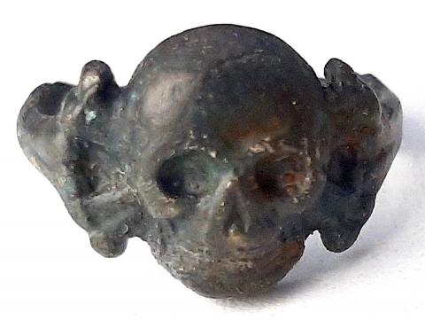 WAFFEN SS TOTENKOPF SKULL SILVER RING ORIGINAL FOR SALE TEXTBOOK