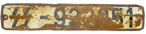 WAFFEN SS TOTENKOPF TRUCK VEHICULE LICENCE PLATE STAMPED